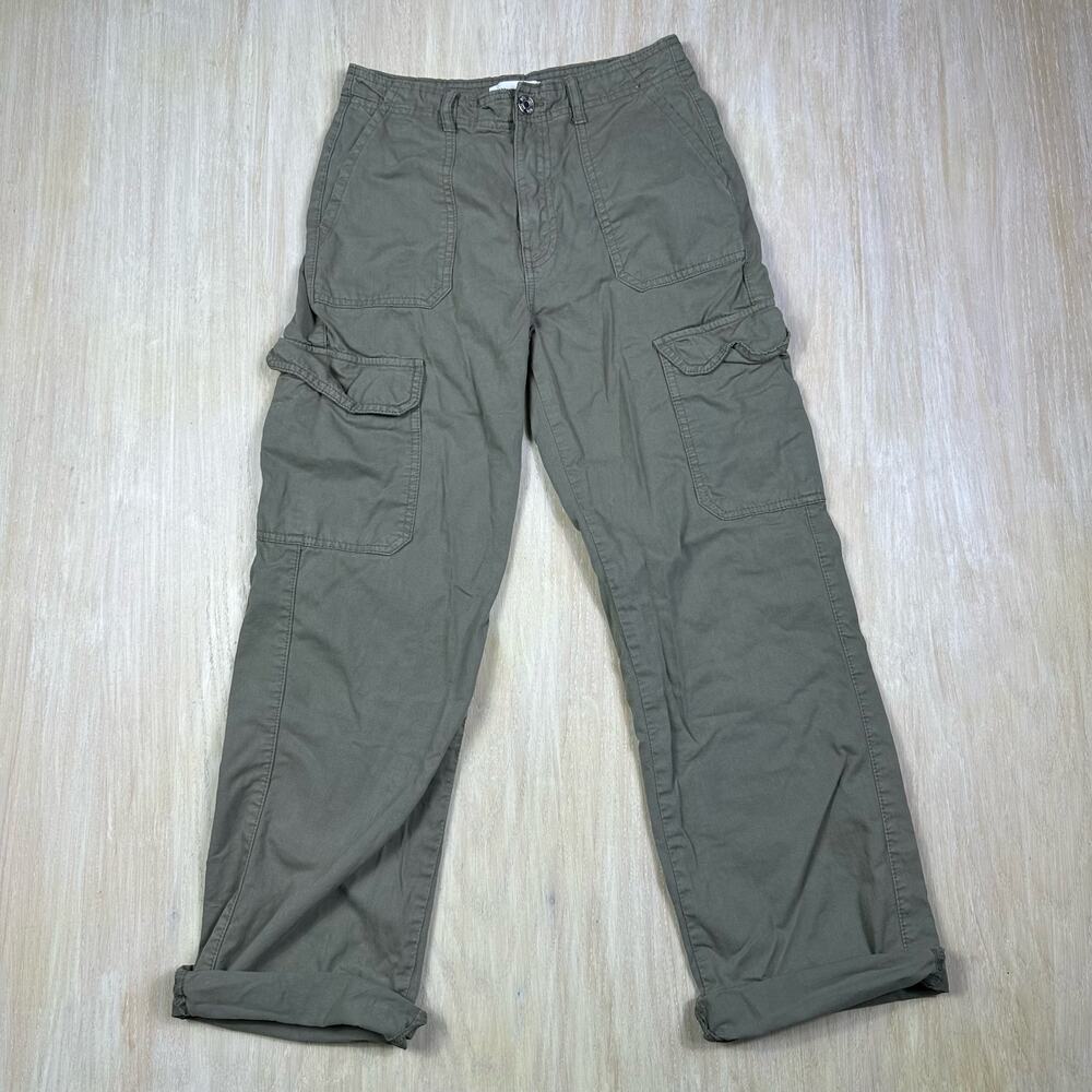 Zara Beige Casual High Rise Straight Leg Baggy Y2K Khaki Trouser Pants 4